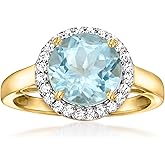 Ross-Simons 3.50 Carat Sky Blue Topaz Ring With .25 ct. t.w. Lab-Grown Diamonds in 18kt Gold Over Sterling