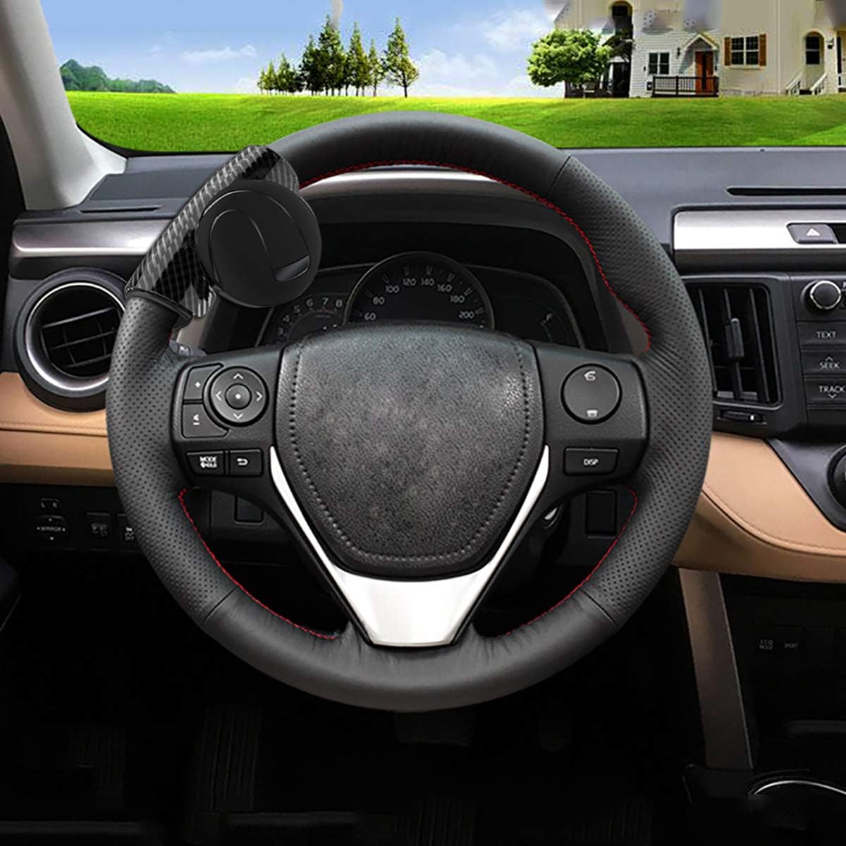 ByLucky-Universal Steering Wheel Rotator,Carbons Fiber Silicone Suicide Knobs !360 Degree Free Rotation,Easy to Control Drive Handle Ball,100% Durable