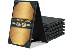 AMGSH 4" × 6“ Table Tents, Leatherette PU Leather Double-Sided Menu Holders Menu A-Frame Sign Holders, 2 Side Menu Covers for Restaurant Coffee Cafe Bar Drink Dessert, 5 Pack
