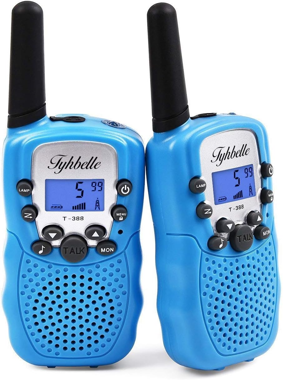 Tyhbelle Kids Walkie Talkies 2 pcs for Boys and Girls Gifts with 8 Channels Two-Way Radios PMR446 Up to 3km Long Distance Range Walkie Talkie for Camping Biking and Hiking (Blue)
