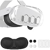 VR Accessories for Meta Quest 3, Anti-Scratch Plastic Protective Cover Shell Tempered Glass Lens Protector Joystick Caps Set 