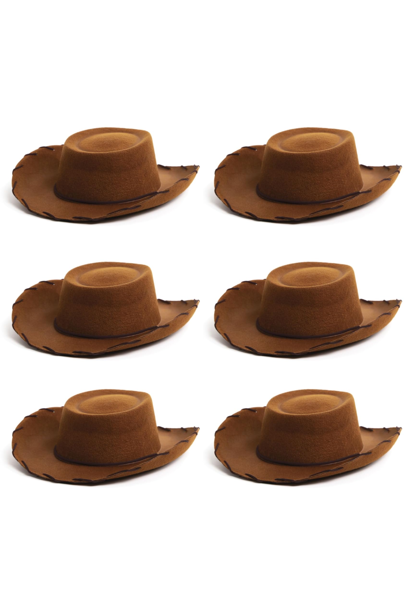 Little Adventures Child Costume Cowboy and Cowgirl Felt Hats (6 Pack Brown)