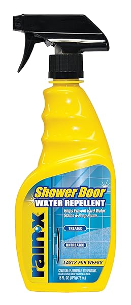 RAIN-X 630023 GLASS SHOWER CLEANER WATER REPELLENT – BATHROOM CLEANER AND WINDOW CLEANER, BATHROOM CLEANING SUPPLIES – PROTECTS GLASS SHOWER AND DOORS FROM SOAP RESIDUE AND HARD WATER, 16 FL. OZ.