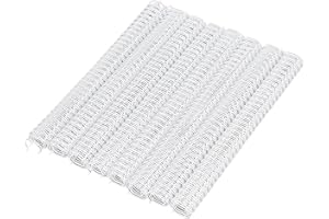 100 Pack Double Loop Wire Binding Spines, YolieraArt 1/4 Inch Spiral Binding Coils for Letter Size,Metal Bindings for Notebook Binder Machine (20 Sheet Capacity, 100P, 3:1 Pitch Twin Combs, White)