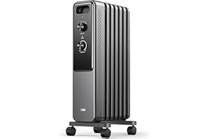 Dreo Radiator Heater, Dual Knobs, 8 Safety Protection, 1500W Electric Space Heaters for Indoor Use Large Room, Energy Saving, Quiet Oil Filled Radiator for Bedroom, Adjustable Thermostat