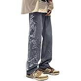 Mens Y2k Star Jeans High Waisted Hip Hop Streetwear Jeans Loose Baggy Embroidery Aesthetic Harajuku Denim Pants