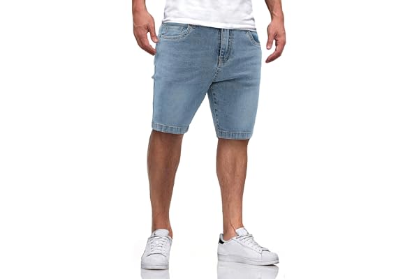 Linvich Men's Skinny Jean Shorts Casual Stretchy Slim Fit Ripped Denim Shorts