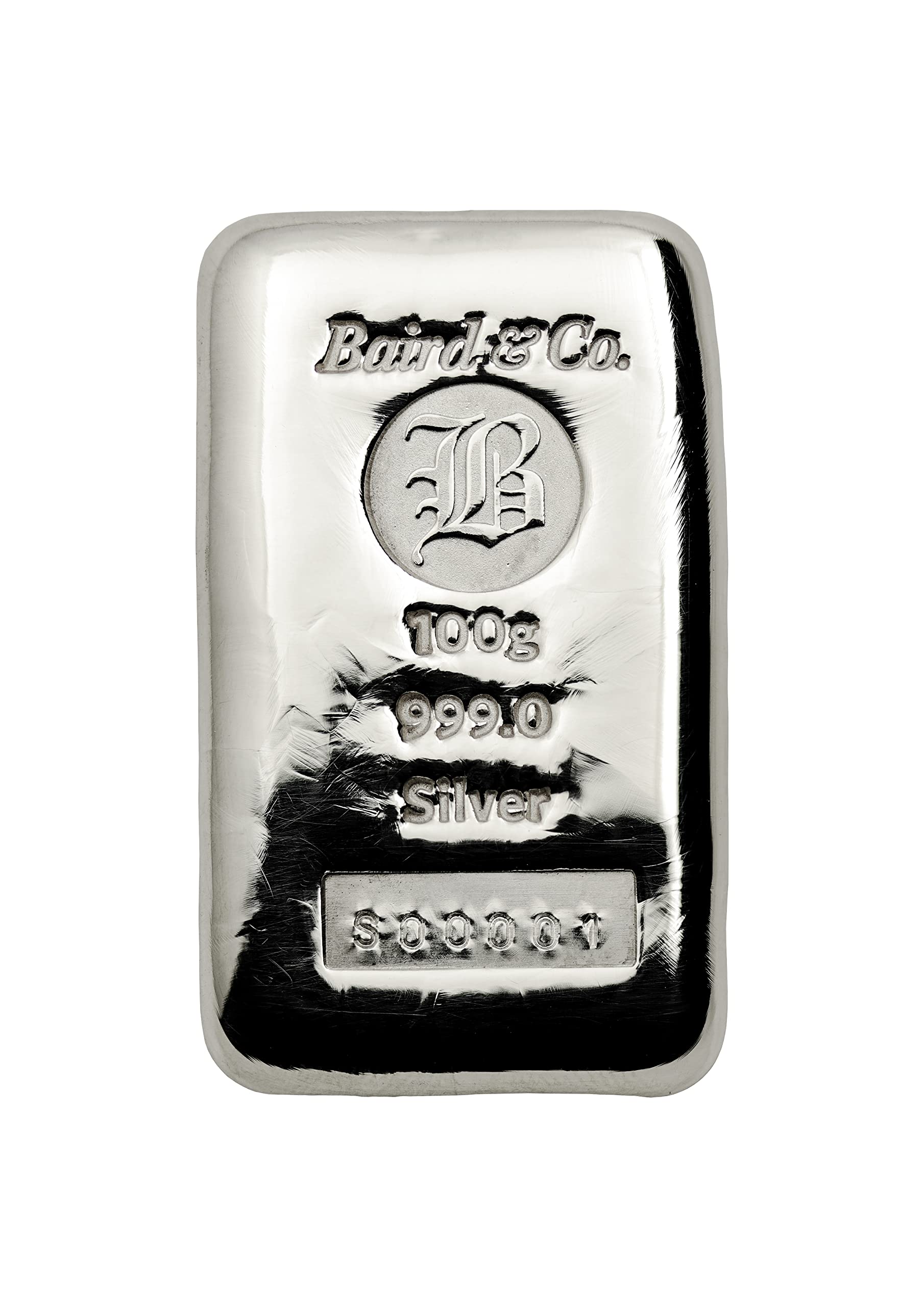 kwg77 pure silver bar , 100 gram, with embedded unique serial number