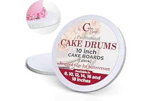 Cake Boards by Cakebon - Sturdy 1/2 Inch Thick Cake Drums - Professional Fully Wrapped Edges White 1-Pack - Cake Base Cake Boards 10 Inch Round
