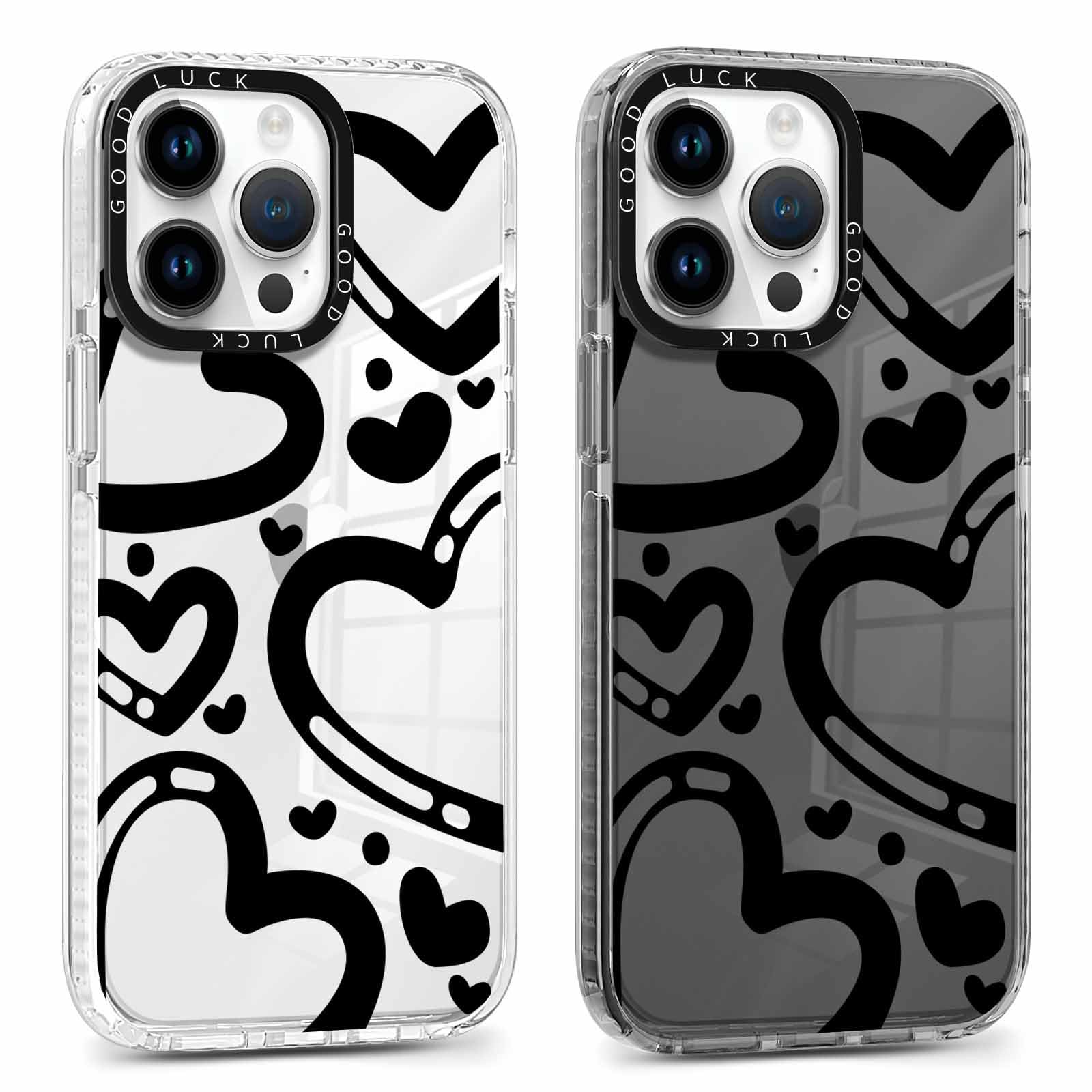 Foonary 2 Pack Clear Print Phone Case for iPhone 14 Pro Max 6.7",Soft Silicone with Lovers Love Design Aesthetics Transparent Pattern Cases,Shockproof Bumper Protector Cover for iPhone 14 Pro Max