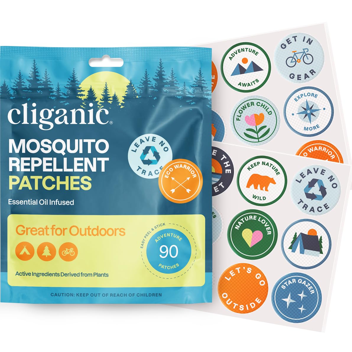 Photo 1 of Cliganic Mosquito Repellent Stickers (90 Pack) - Camping Patches for Kids & Adults, Natural DEET-Free, Essential Oil Infused