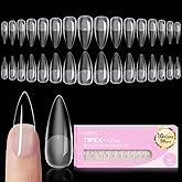 Beetles Tipex Lite Pre-Built Apex Gel Nail Tips, Stiletto Medium,16 Sizes | 00-14, Flat-Nail Friendly Acrylic Tips for Natural Nail Beds, Easy for Beginner DIY