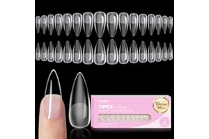 BEETLES GEL POLISH Beetles Tipex Lite Pre-Built Apex Nail Tips, Stiletto Medium,16 Sizes 96pcs, Flat-Nail Friendly Acrylic Tips for Natural Nail Beds, Easy for Beginner DIY
