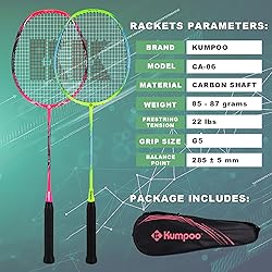 KUMPOO Professional Badminton Rackets Set of