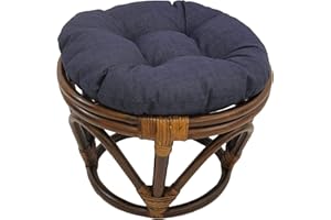 International Caravan Furniture Piece Rattan Ottoman with Outdoor Fabric Cushion