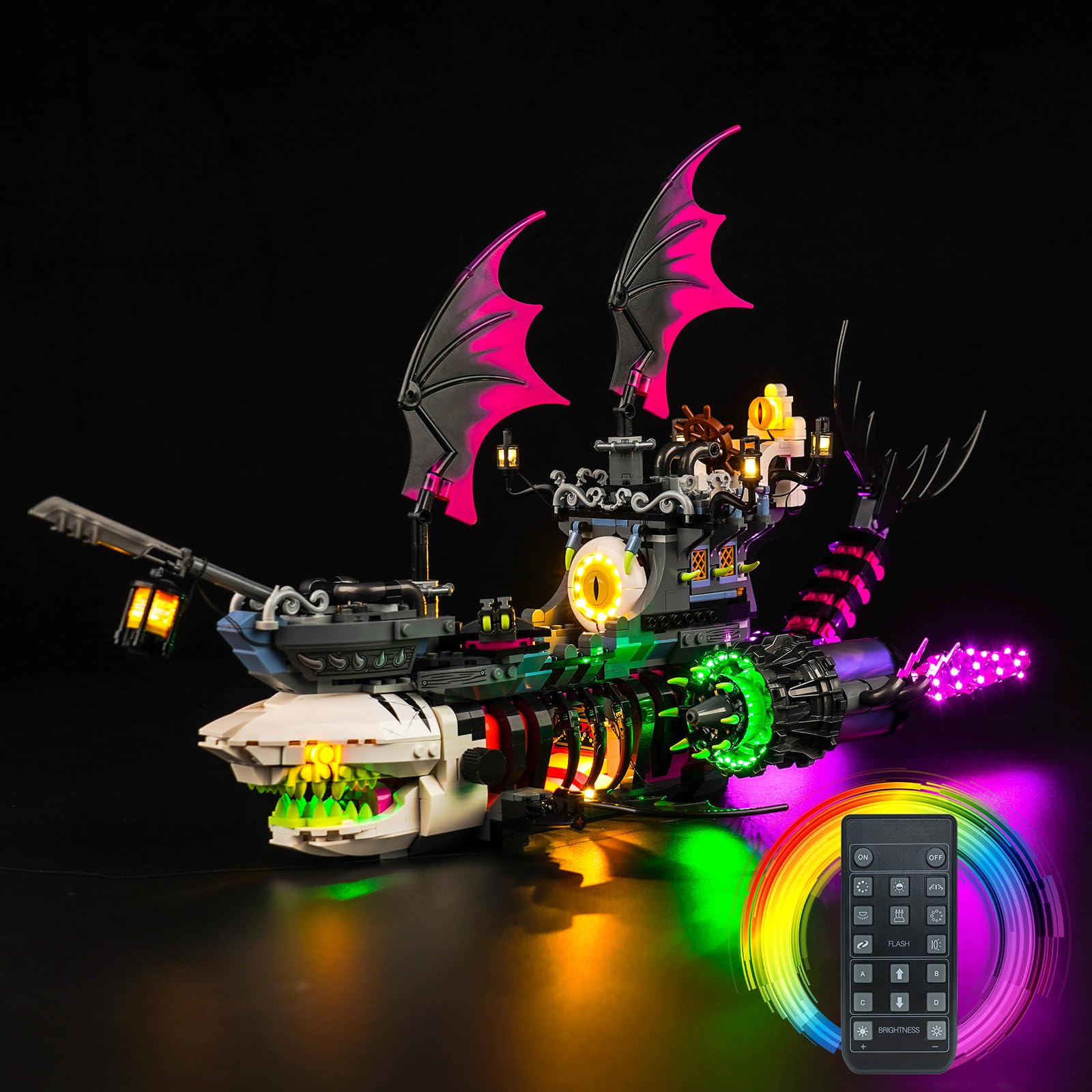 Led Light Kit for Lego Nightmare Shark Ship, Led Lighting Set for Lego 71469 DREAMZzz Nightmare Shark Ship - Not Include Models, Just Light Kit (Remote Control Version) — image 1