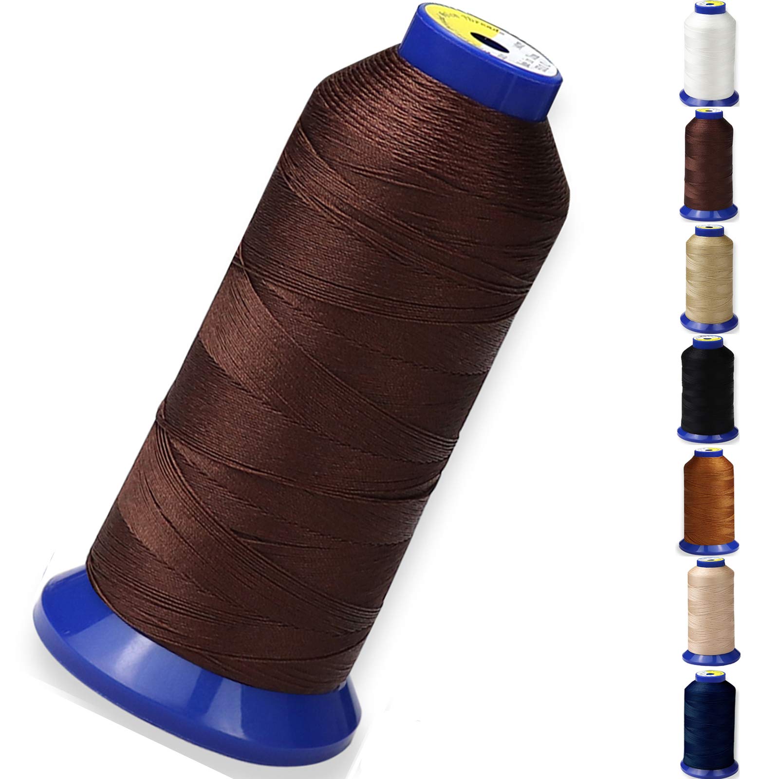 Bonded Nylon Thread for Sewing Leather,Upholstery,Jeans and Wig; #69 T70 Size 210D/3 1400 Yards (Coffee)
