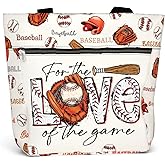 84hoods Waterproof Tote Bag with Pockets and Zipper for Work. Gift for Baseball Players and Lovers. Shoulder Bag for Women.