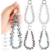 Quelay 4 Pack Phone Wrist Strap Beaded Cell Phone Lanyards Wrist Charms Bling Cellphone Wristlet Bracelet Strap for Women