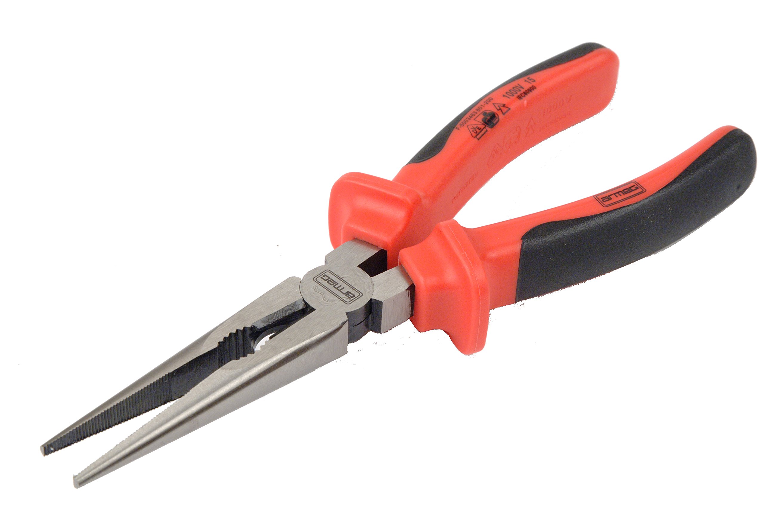 Armeg DLNP200 200 mm VDE Long Nose Combination Pliers - Grey/Red/Black