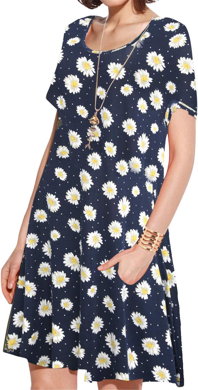 JollieLovinPlus Size Summer T-Shirt Casual Dresses for Curvy Women Flowy Swing