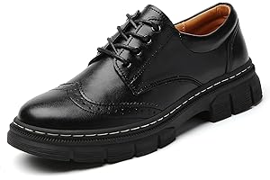 MXIKOCI Womens Oxford Shoes Platform Classic Leather Non Slip Dressy Shoes Brogues Style Chunky Comfortable Business Shoes for Work Casual Office