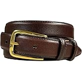 Andrew/Armando - Dress Belt Solid Brass Buckle (Gold & Silver) Genuine Full-Grain Cowhide Leather Belt 1-1/8"(30mm) Wide