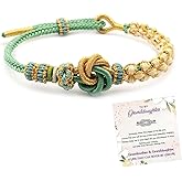 For Granddaughter - A Link That Can Never Be Undone Peach Blossom Knot Bracelet, Granddaughter Bracelet from Grandma Always Be Brave And Be Strong Adjustable Braided Bracelets for Women Jewelry