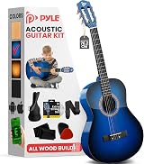 Pyle Beginner Acoustic Guitar 99 cm Classical Kit Nylon Strings Blue Burst Gloss