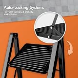 VonHaus Slim 2 Step Ladder Anti Slip Steps Feet 150kg Folding Steel Black view 4