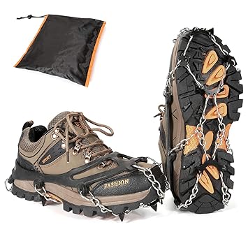 ACBungji Steigeisen Grödel Spikes Crampons Schuh-Krallen Schneekette für Schneeschuhe Stiefel Bergschuhe Anti-Rutschen EIS Sc