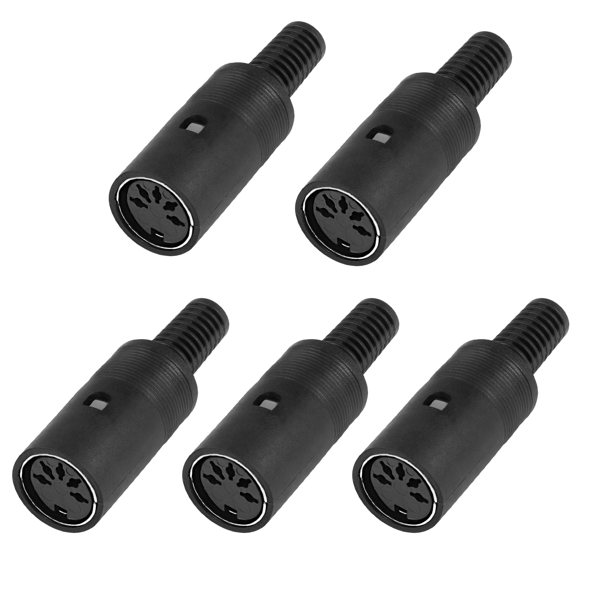 MEIRIYFA MIDI DIN 5-Pin Female Plug Connector, 5 Pack 5 Pin DIN Plug Female Solder Audio MIDI Connector for Mixer, Electronic Drum, MIDI Keyboard (5 Pin)