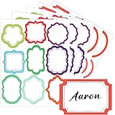 Name Tags Stickers - 180PCS Adhesive Name Labels Sticker, 18 Design Decorative Colored Tags, 2.95" x 2.16" Large Blank Stickers to Write on for School Office Home, Teacher Supplies