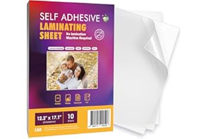 Self Adhesive Laminating Sheets 12.3x17.1 inch, 10 Pack, 4mil Thickness, No Heat, No Machine Laminating Sheets Self Sealing by HA SHI