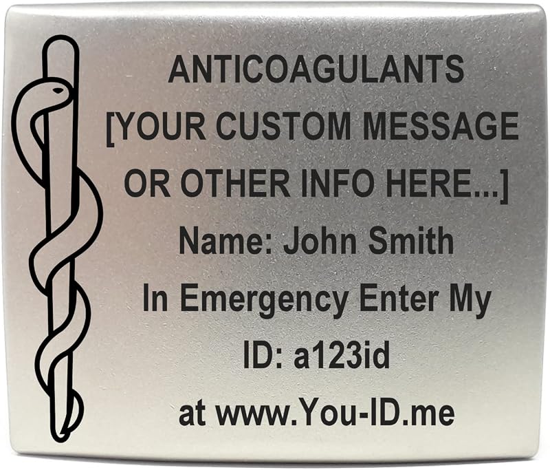 You ID Me Smartwatch Medical ID Tag 20mm Strap Anticoagulants Engraved Safety