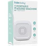 2-in-1 Portable Sound Machine + Nightlight by Frida Baby White Noise Machine with Soothing Sounds for Stroller or Car Seat wi