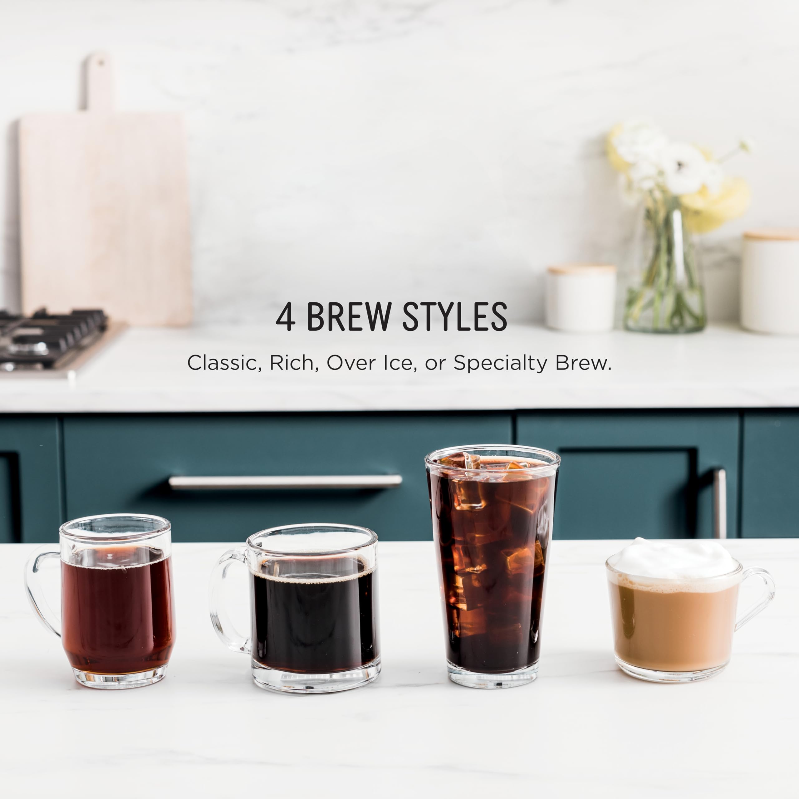 Ninjas | Cafetera | Porción individual |Preparar con cápsulas de café y posos| Compatible con cápsulas de café K-Cup | 4 estilos de preparación, tamaños de taza de hasta 24 oz y depósito extraíble de 56 oz | Negro | PB051