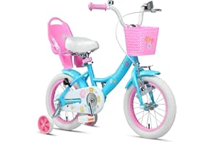 Glerc Maggie Girls Bike, 12-20 Inch Kids Bike for 2-13 Years Old Children, Princess Style Kids Bicycle with Doll-Seat & Basket & Training Wheels, Multiple Colors