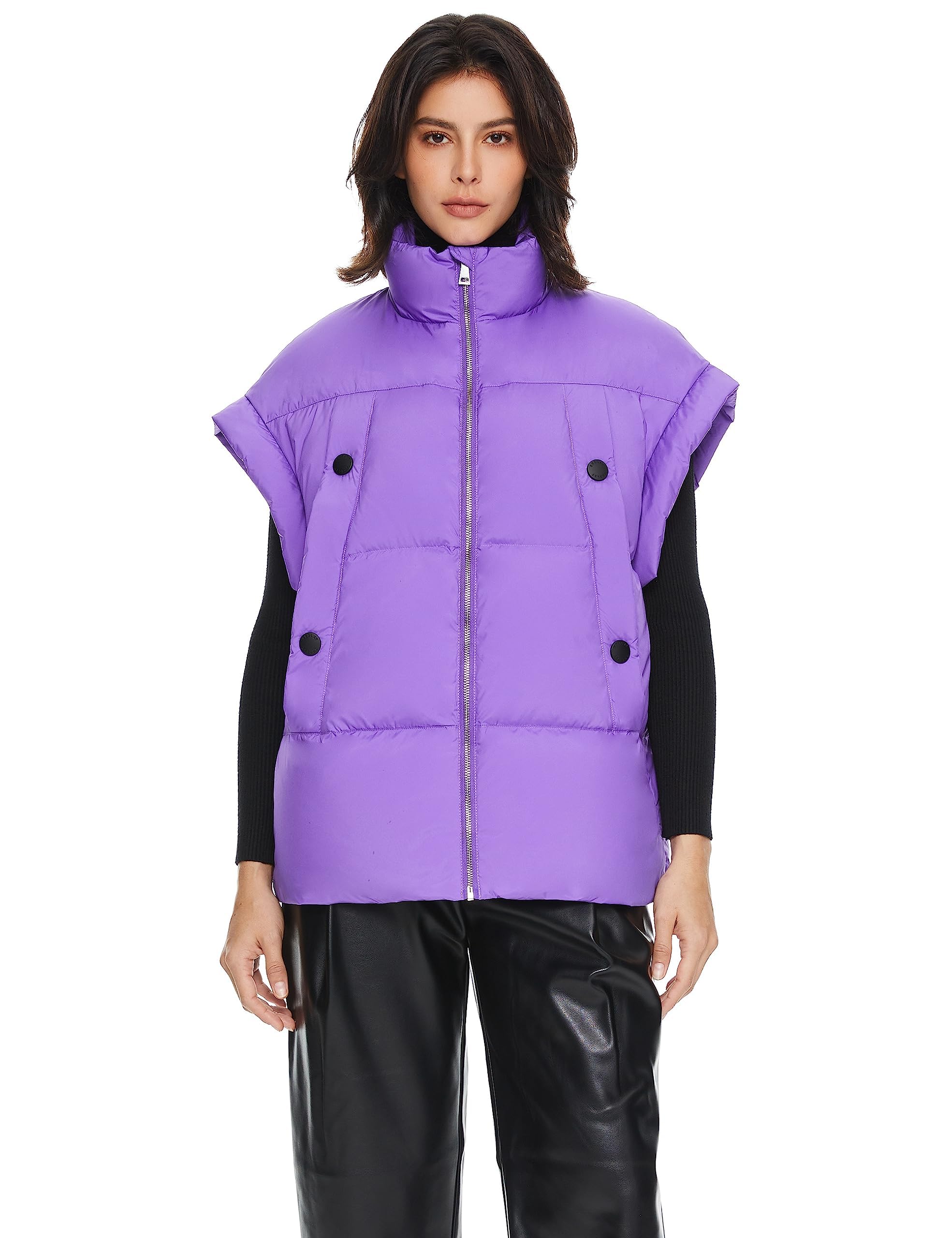 Orolay Women's Puffer Down Vest Oversized Warm Sleeveless Jacket Fashion Quilted Outerwear Gilet with Stand Collar