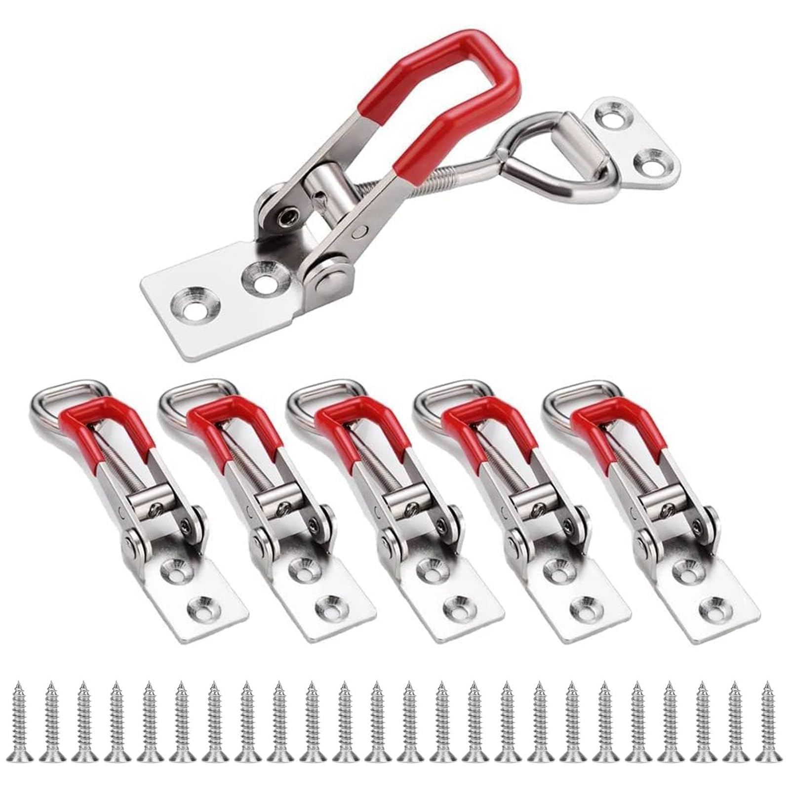 6 Pack Adjustable Metal Toggle Latch GH-4001 Toggle Clamps Draw Latch with 150kg Fixed Ability Suitable for Box Wardrobe Drawer Doors and Windows