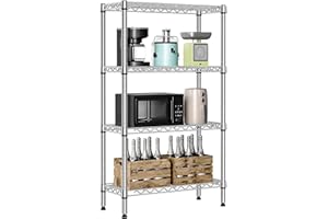 M MZG MZG 4 Tier Storage Rack Metal Wire Shelving Unit, Storage Standing Household Shelf Organizer for Laundry Bathroom Kitchen Pantry Closet Garage Basement Utility Room, Chrome 11.8" D x 27.6" W x 46.3" H
