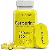 Berberine 500mg HCL Extract – from Berberis Aristata Vulgaris, 180 Vegetarian Capsules, Digestive Supplement for Overall Well-Being, 6-Month Supply, Non-GMO,1000mg per Serving, GMP Certified, USA Made