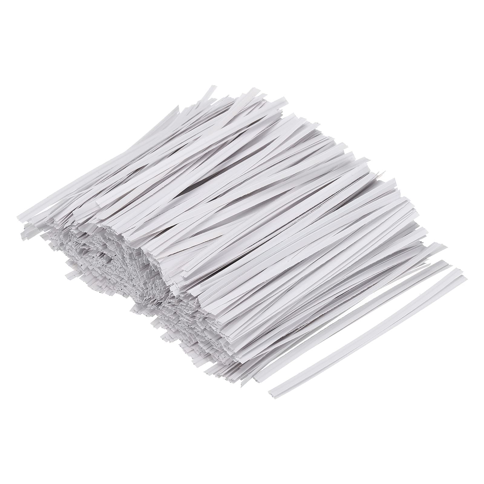 PATIKIL Twist Ties 4" Paper Closure Tie for Party Tying Gift Bags, Candy, Bread, Arts Crafts White Pack of 500
