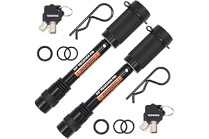 TowWorks 79632 Keyed Alike 5/8" Trailer Hitch Lock Set with Extra Long 3-1/4" Span, Double Safety Tow Hitch Receiver Locking Pin for Class III IV Hitches with 2" and 2.5" Receivers, 2-Pack