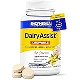 Enzymedica DairyAssist Chewable, 2-in-1 Digestive Enzymes for Dairy, Lactose and Casein Digestion, Fast-Acting Formula for Gas and Bloating Relief, 60 Chewable Tablets