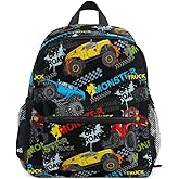 Fisyme Toddler Backpack Monster Truck Car Colorful School Bag Kids Backpacks for Kindergarten Preschool Nursery Girls Boys, S