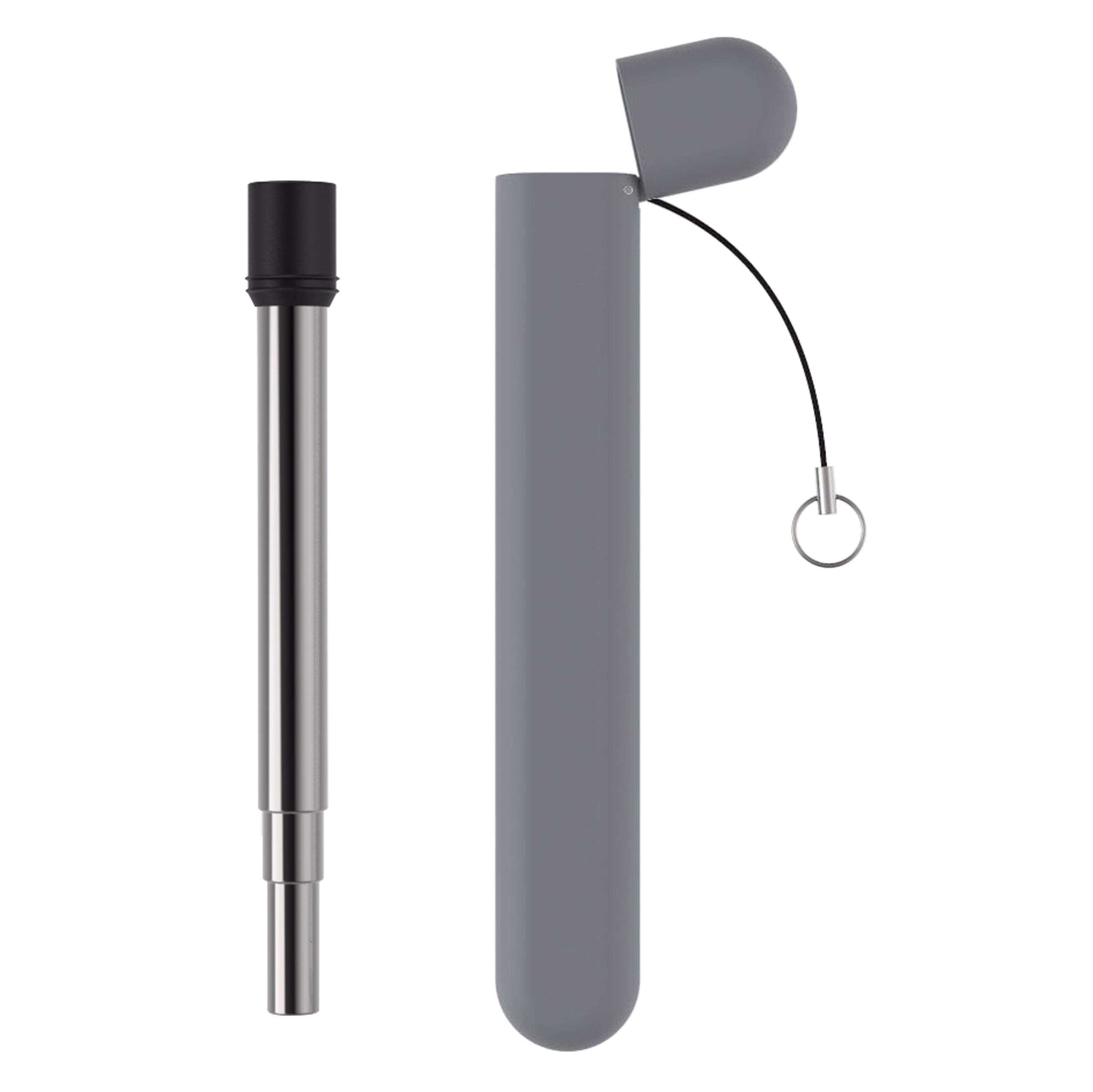 Lund London - Plant Travel Straw - Reusable Stainless Steel Straw & Case - Eco-Friendly Gifts (Grey)