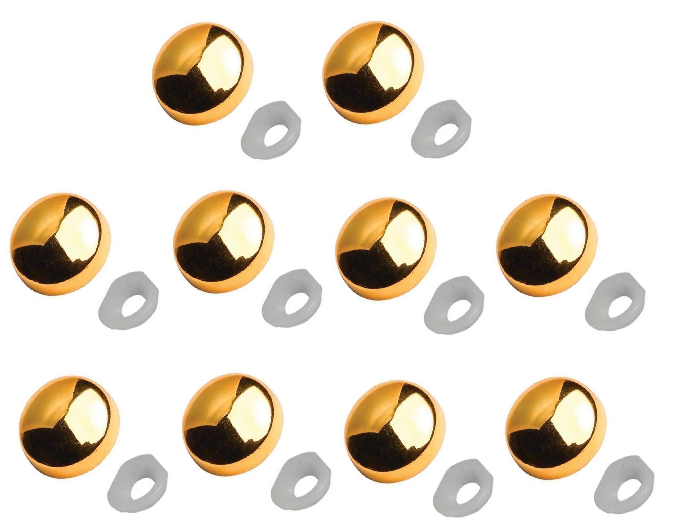 TERF® Gold Two Piece Snap On Plastidome Cap 15mm (5/8 Inch) Diameter Clip On Plastic Dome Covers for Ø 6g - 8g (3.5mm - 4mm) Screw Size - Pack of 10