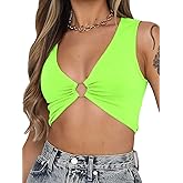 BEJONS Women Sexy Y2k Corset Like Crop Top Deep V Neck Bra Night Going Out Festival Rave Top