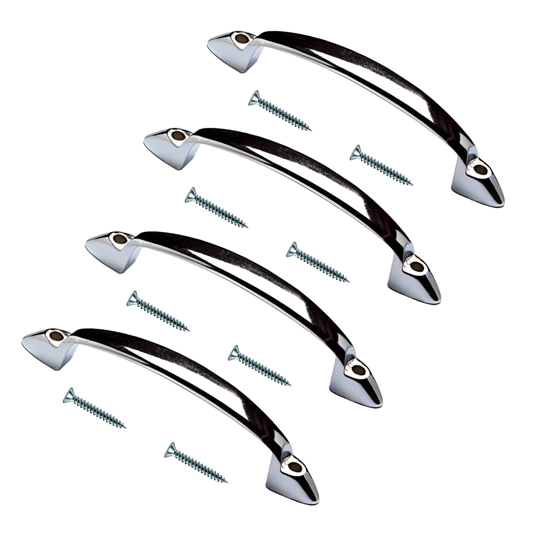 TERF® Traditional Polished Chrome D-Shape Front Fix Pull Handle 95mm (3.74 inch) Including Fixing Screw for Kitchen Cupboard Cabinet Drawer Wardrobe Door Pull Handle - Pack of 4